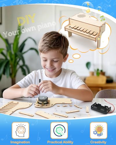 Poraxy STEM Toys for Girls Age 8-12, Playable Piano,Wooden 3D Puzzles Craft Kits for Girls Ages 8 9 10 11 13 14 15 16, Science Kits for Kids 12-14 Christmas Birthday Gifts for Girl Boy Teen