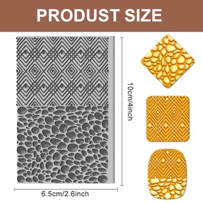 CHGCRAFT Cobblestone Clay Texture Mat Stone Wall and Plaid Pattern Clay Modeling Pattern Pad Texture Sheets for Polymer Clay Making Earrings Jewelry, 4x2.6inch - style: Cobblestone