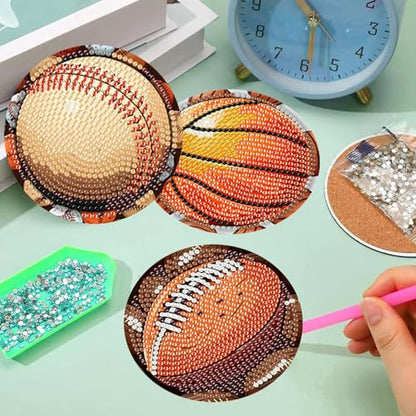 8 Pcs Diamond Art Coaster Kit for Adult with Holder, Diamond Coasters 4x4in - color: Ball Coasters, size: 8 Pcs 4x4in