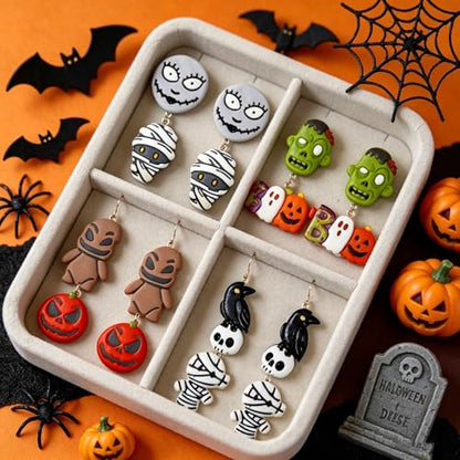 8 Pcs Halloween Polymer Clay Cutters Set - Zombie, Mummy & Spooky Themed Clay Cutters for Polymer Clay Jewelry Making, Perfect Halloween Party Gift - color: Mummy