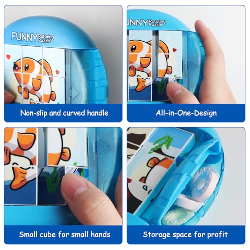 Rotating Puzzle for Toddlers Kids 3+, Travel Essentials Toys - color: Fishes
