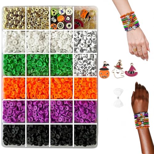Halloween Bracelet Making Kit with Disc Beads, Letter Beads and Charms - color: style 02