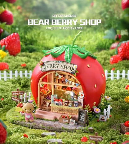 Roroom DIY Miniature House Kit, Strawberry Sweet Shop Dollhouse Kit - color: Bear Berry Shop