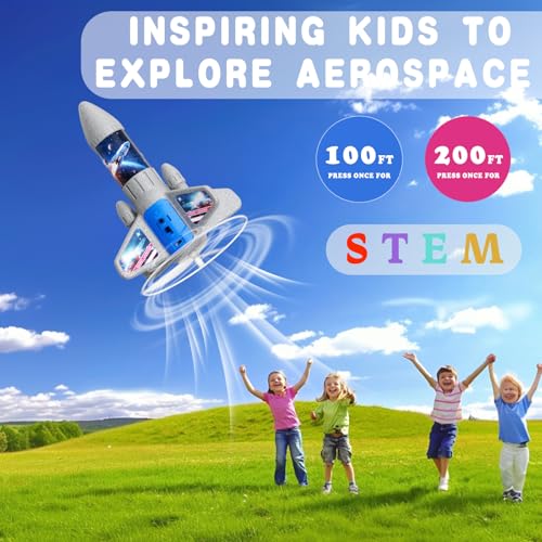 Rocket Launcher for Kids - 200 Ft of Flight Altitude, 2026 New Model Auto Electric Spinner Rocket Toys with Safe Parachute, Easter Birthday Gifts for Boys & Girls Age 6 7 9 10 11 12 8-13 Years Old - color: Universe-new