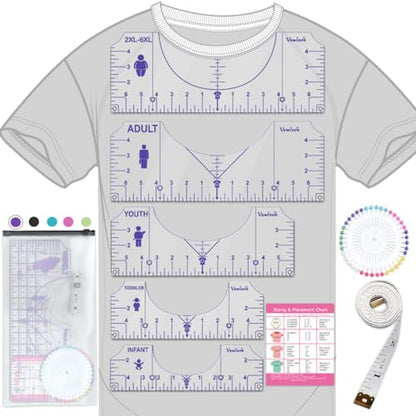 Vowlove T-Shirt Ruler Guide for Shirt Design Placement and Alignment - color: 01 Purple
