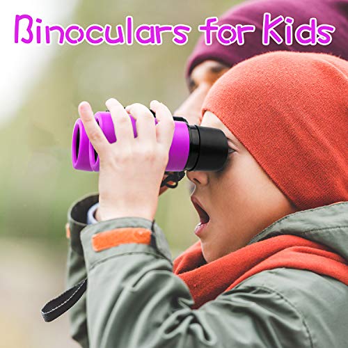 Scotamalone Kids Binoculars Shock Proof Toy Binoculars Set for Age 3-12 Years Old Boys Girls Bird Watching Educational Learning Hunting Hiking Birthday Presents - color: purple, size: one pc