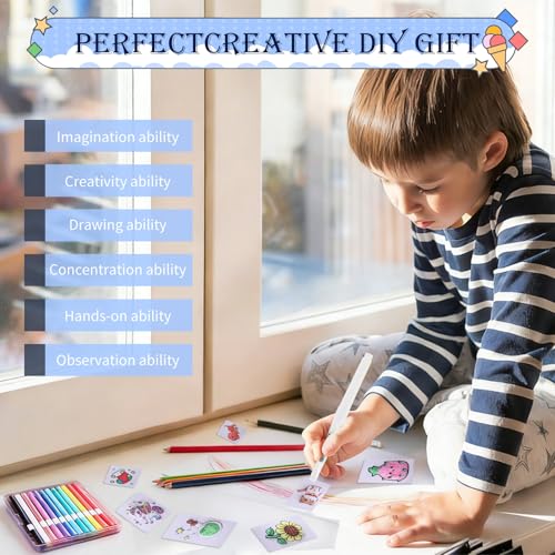 Liktoy 72Pcs Magic Foam Texture Painting Kit, 44Pcs Foam Texture Paper, 24 Colorful Brush, 2 Water Brushes, 3D Effect Texture Painting Set, Ideal for Halloween, Christmas, Birthday Gifts - color: general