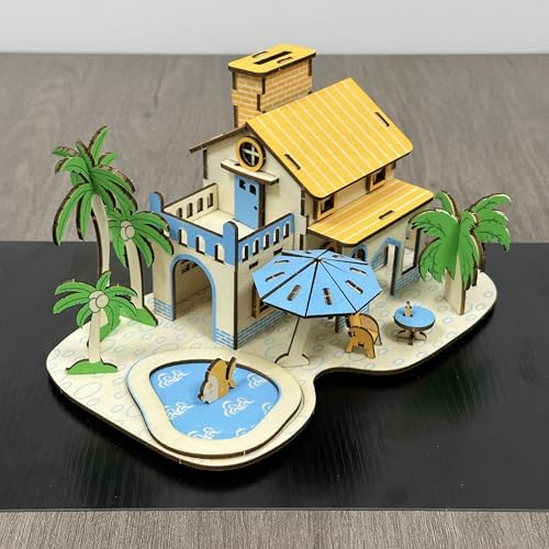 Log Cabin Mini House 3D Wooden Puzzle Building Kit for Adults Teens