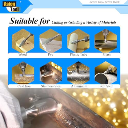 SC-5 Tungsten Carbide Burr Rotary File Cylindrical Shape with Radius End Double Cut with 1/4''Shank for Die Grinder Drill Bit - 5Pcs - style: 5pcs SC-5