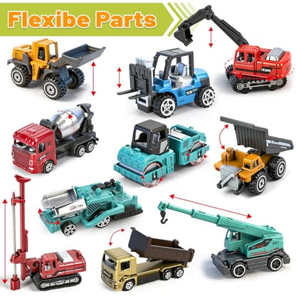 12 Pack Diecast Construction Toys, Mini Colorful Alloy Model Cars for Kids - color: Colorful