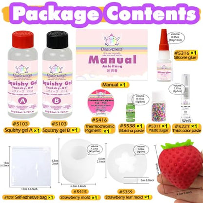 Strawberry Taba Squishy Kit Mold+Silicone Gel+Powder - color: Strawberry