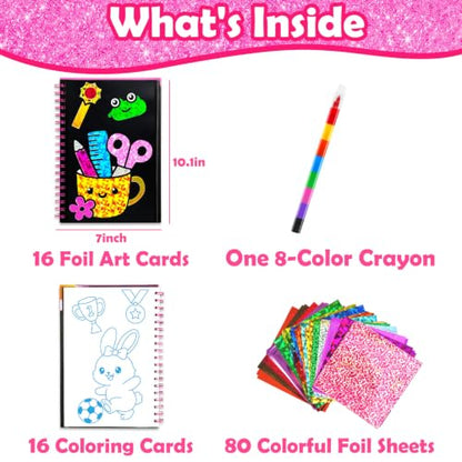 FUNNYB&G Foil Art Craft Kit for Kids, Sparkly Birthday Gift Toy for Girls - style: Back to School