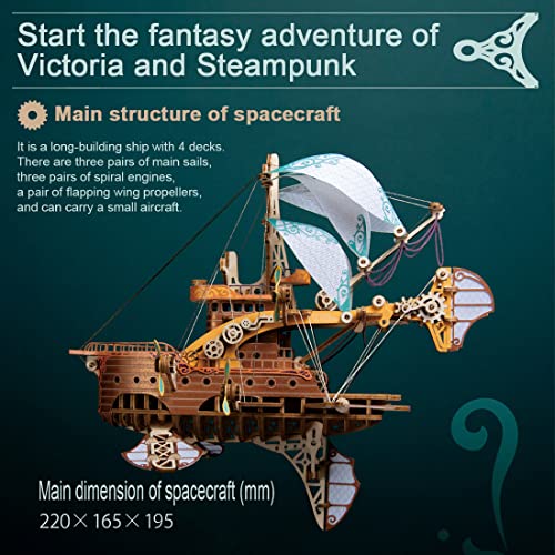 3D Wooden Puzzles for Adults, DIY Fantasy Spaceship Wooden Puzzle Model Building Kits, 420pcs 3D Puzzles Model Educational Brain Teaser DIY Crafts Kits Hobby Gifts Home Decor