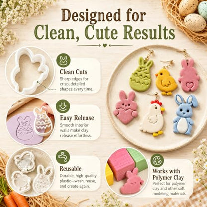 9PCS Farm Easter Clay Cutters - color: Rabbit Mold