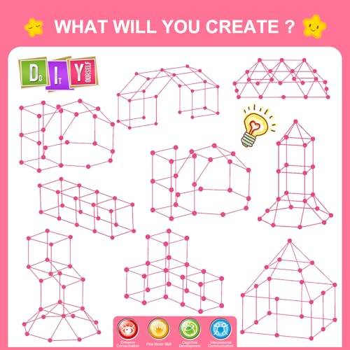 SpringFlower Fort Building Kit for Kids, for Boys and Girls - color: Pink