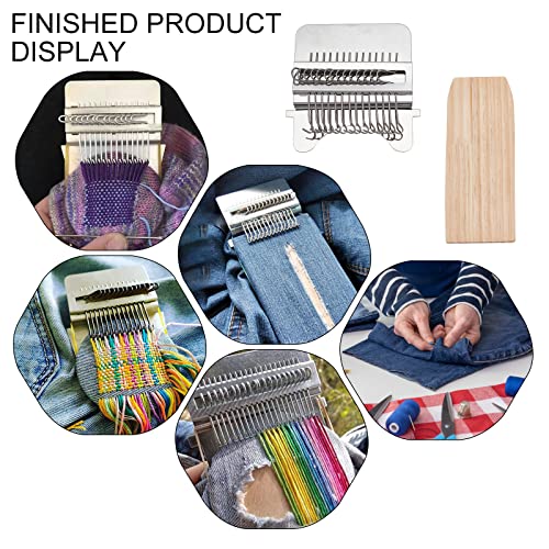 arricraft Wood Knitting Looms, Mini Weaving Frame Loom Kit with Pin Rubber Findings for DIY Weaving Arts, Repair Clothes, Mending Jeans