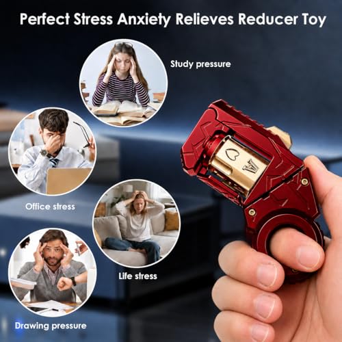Metal Adult Gun Fidget Toy, EDC, 6 Shells, 20 Soft Dart Heads,Red - color: Red-03
