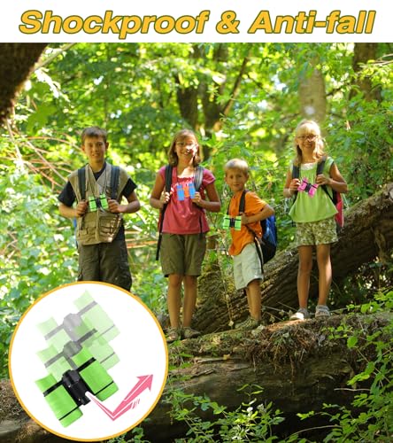 Binoculars for Kids, Toys for 3-12 Years Boys and Girls High-Resolution Optics Shockproof Mini Compact Toy Binoculars for Bird Watching, Hiking, Camping, Science, Detective - color: Blue+Green