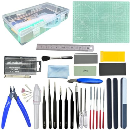 Gundam Model Tool Kit, 64pcs Hobby Modeler Basic Tool Set for Minature Bandai Models, Cars, Airplanes, Buildings, Gundam, Robots Repairing Fixing