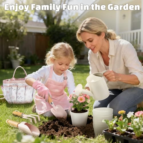 Kids Gardening Set, Quality Garden Tool Kit for Toddler, Outdoor Toys Gift - color: Pink