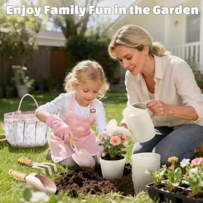 Kids Gardening Set, Quality Garden Tool Kit for Toddler, Outdoor Toys Gift - color: Pink