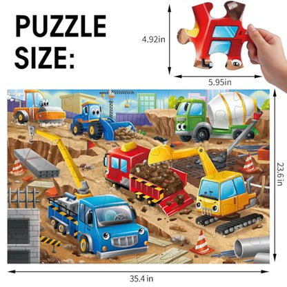 Jumbo Floor Puzzle for Kids,48 Piece Construction Site Jigsaw Puzzle - style: Construction Site