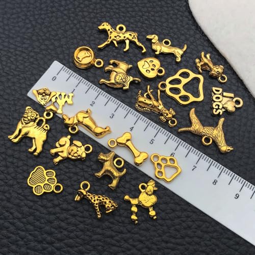 WOCRAFT 60pcs Antique Gold Dogs Charms for Jewelry Making Sets DIY Necklace Bracelet Keychain Crafting Charms Kit Craft Supplies (SN858) - color: Antique Gold, size: Dogs Charms