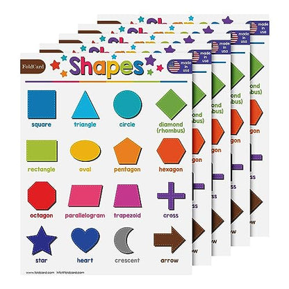 FoldCard Basic Shapes Chart Educational Poster 8.5x11 5pk - color: Basic 2D Shapes