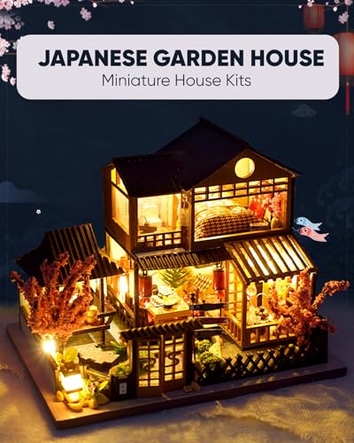 DIY Japanese Miniature House Kit Dollhouse Kit for Adults to Build - color: Japanese Garden House
