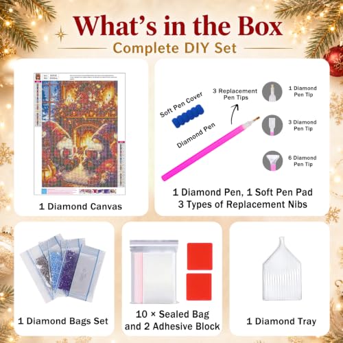 AUKELHJ Christmas Diamond Art Kits for Adults, Diamond Painting, 12x16 Inch - color: 03-Christmas, size: 12X16 inch