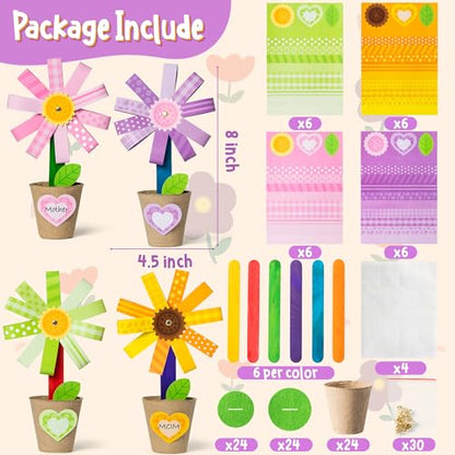 WATINC Flower Paper Pot Craft Kits for Kids - DIY 3D Flower Arts & Crafts Decorations for Spring Summer, Back to School Activity for Preschool Classroom Homeschool (36 Pack)