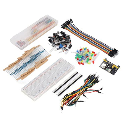 Electronics Component Kit, 400 Assorted Components with Power Module USB Cable, Assorted Electronics Kit, Complete for R3 Prototyping, for Students, Hobbyists, DIY Projects
