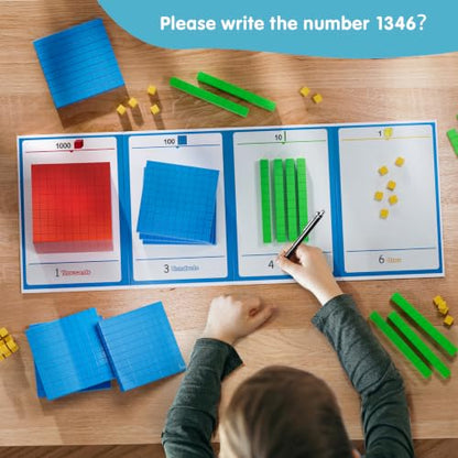 2 pack Base Ten Blocks Plastic Place Value Blocks with 80 rod - style: 2p