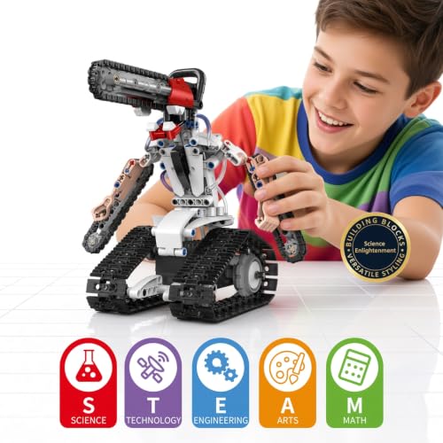 5-in-1 STEM Robot Building Kit. Hands-on Educational Robotic & Engineering Construction Toy, RC and Programmable App Control, Gifts for Kid Boys Girls Ages 5 6 7 8 9 10 11 12 13