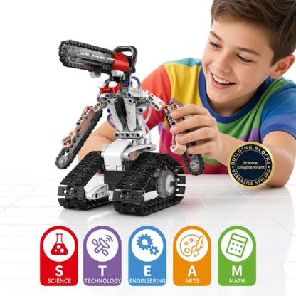 5-in-1 STEM Robot Building Kit. Hands-on Educational Robotic & Engineering Construction Toy, RC and Programmable App Control, Gifts for Kid Boys Girls Ages 5 6 7 8 9 10 11 12 13
