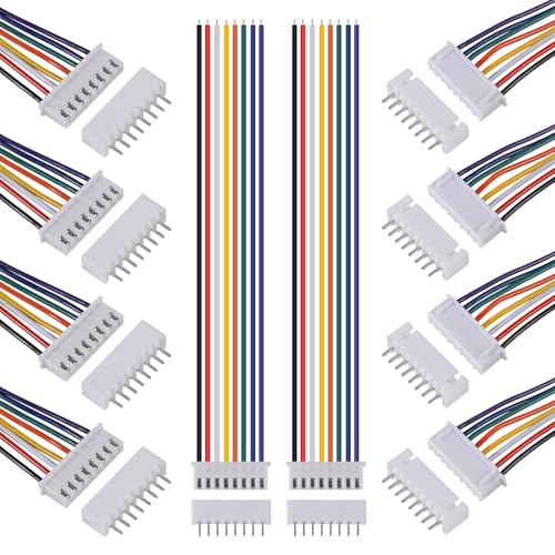 ACEIRMC 10Pairs JST Connector Kit, XH 2.54mm 8 Pin Header Male and Female Connectors Plug Adapter with Flat Wire Cable 200mm 26AWG Compatible with JST XH (8P) - color: 8P