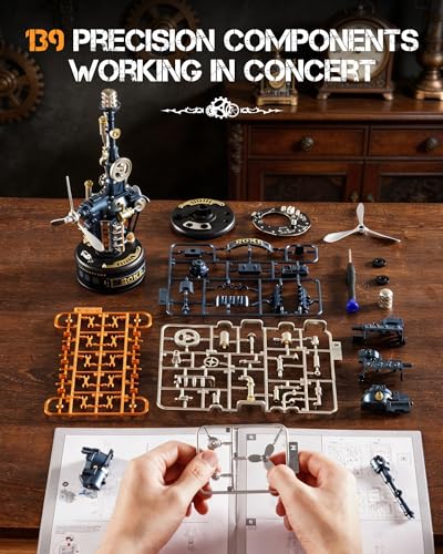 ROKR 3D Puzzle for Adults-Beacon Tower Model Kit with Light,139 Pcs Mechanical Building Set, STEM Educational Toy & Cool Desk Decor Gift for Men, Women, and Teens（CGL04）