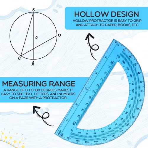 EBOOT 2 Pack Clear Plastic Protractor 180 Degrees 6 Inch,Pink, Blue - color: Pink, Blue