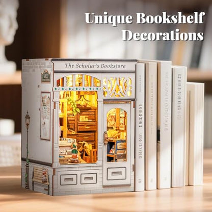 Fsolis Book Nook Kit DIY Miniature House with Cat - color: The Scholar's Bookstore