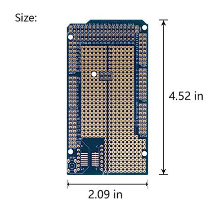 Treedix 3 pcs Prototype Shield Board Solderable Universal BreadBoard PCB Double Sided Tinned Gold Plated Holes with Female Header Compatible with Arduino Mega 2560