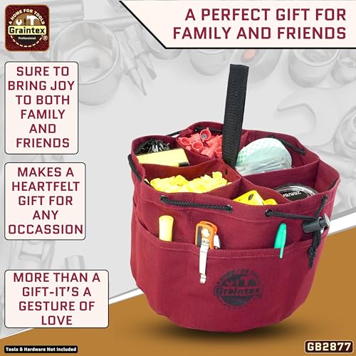 Graintex 18 Pockets Grab Bag Rip-stop Canvas Drawstring Closure, Small Part Organizer Pouch, Small Tools, Screws, Parts, Parachute Tool Bag for Efficient Storage - Burgundy - color: Burgundy