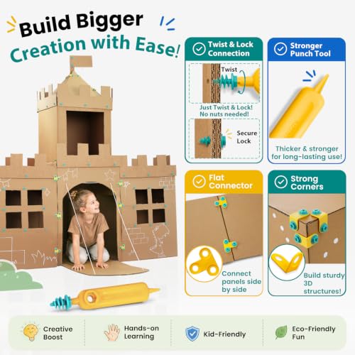 Kizzikids Cardboard Tools for Kids, Safe Cutter STEM Construction Kit - size: 87 PCS