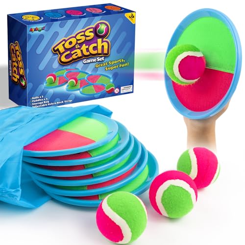 Ayeboovi Kids Toys Sticky Toss and Catch Ball Game 6 Paddles 3 Balls - style: 6 Paddles 3 Balls