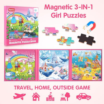 SYNARRY Unicorn Princess Mermaid Magnetic Puzzle for Kids Ages 3-5 - style: Princess Mermaid