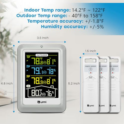 Indoor Outdoor Thermometer Wireless 4.5 Inch Display Digital Hygrometer - color: Multi