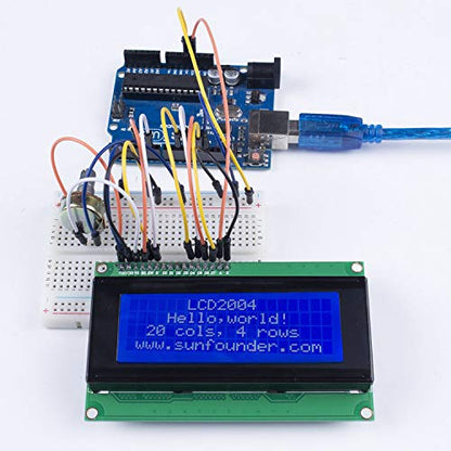 SunFounder LCD2004 Module with 20x4 White Characters on Blue Background, Compatible with Arduino - color: LCD2004 (1Pack)