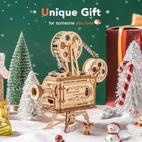 ROKR 3D Wooden Puzzles for Adults- 183pcs Mechanical Model Building Kit Wooden Craft Movie Projector Gift for Adults 14+ (Vitascope)