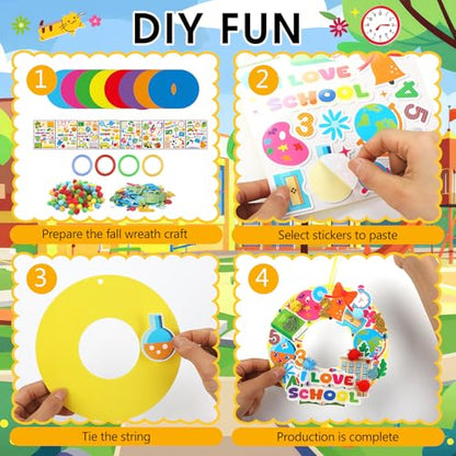 Hollowfly 48 Sets Back to School Craft Kits DIY Wreath for First Day - style: Back to School