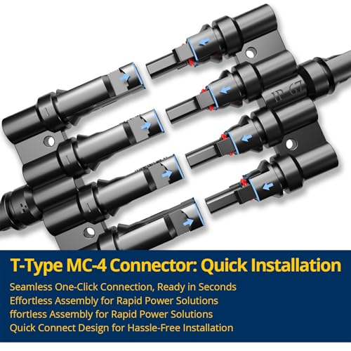 Solar Branch Connectors, Solar Panel Y Branch Connector (1 Pair, T-Branch) - size: 1Pair M/FFFF+F/MMMM
