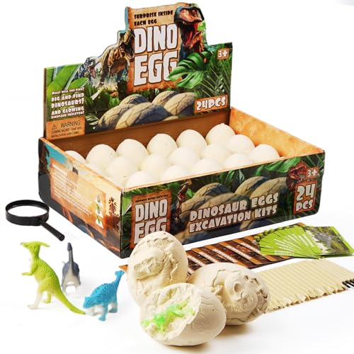 Dinosaur Eggs Toys Dig Kit (24 Eggs) - color: Color & Night Light